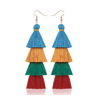 Bohemian Long Tassel Fringe Earrings Hand Made: Brown / Medium