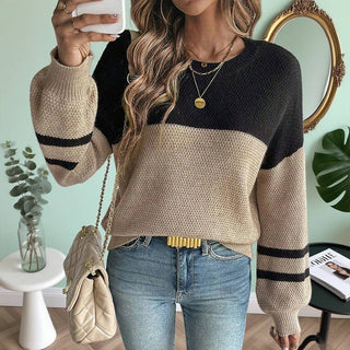 Black and Tan Color Block Sweater