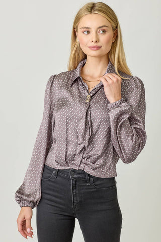 Geo Print Scarf Blouse