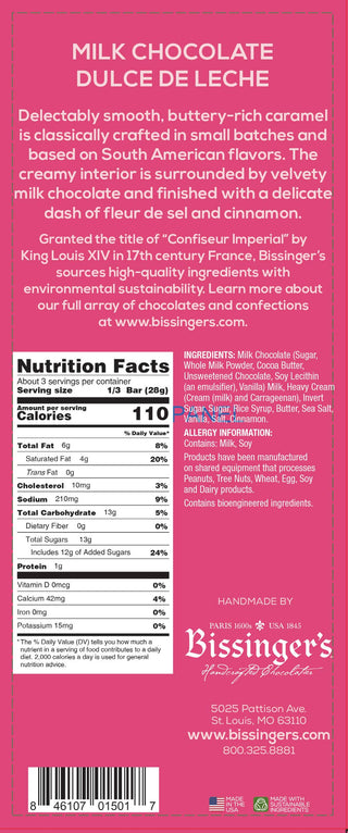 Bissinger's Milk Dulce de Leche Bar - 3 OZ