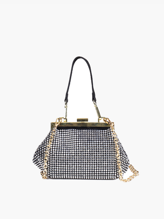 Lola Rhinestone Satchel/Crossbody: Silver/Black