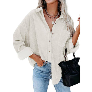 Oversized Corduroy Button-Up Shirt