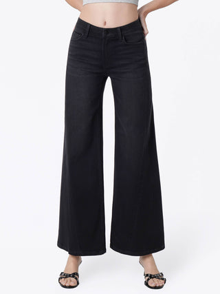 Black Wide Leg Jeans with Seam