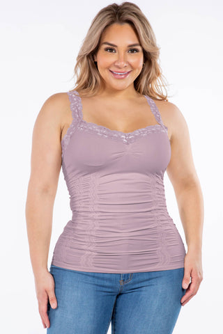 Seamless Laced Cami Corset (Plus Size): Plus Size / White