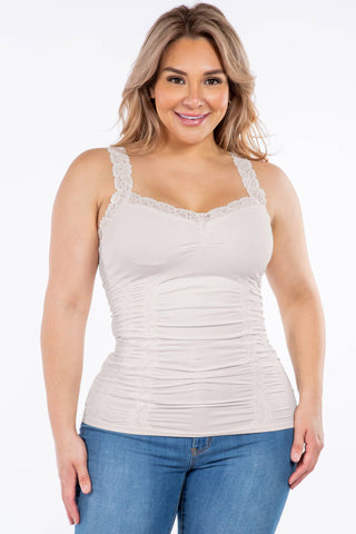 Seamless Laced Cami Corset (Plus Size): Plus Size / Gun Powder