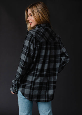 Black & Gray Plaid Button Up