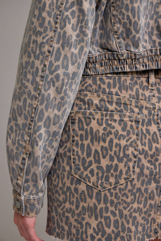 Cheetah Cropped Cargo Jacket