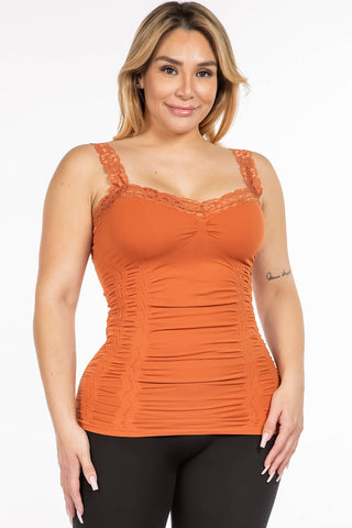 Seamless Laced Cami Corset (Plus Size): Plus Size / Gun Powder