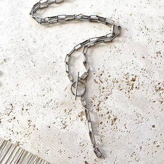 Paperclip wrap necklace burnished silver 
