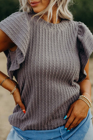Grey Flutter Sleeve Top