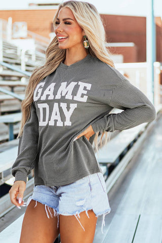 Dark Grey GAME DAY Ribbed Top