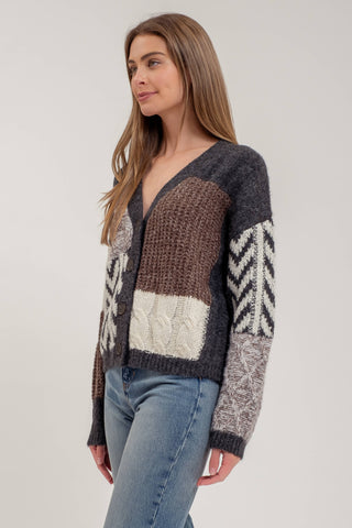 Patchwork Knit Cardigan
