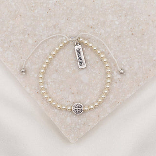Pearl Birthday Blessing Bracelet: Silver Plated / Pearl