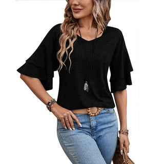 Black Ruffle Sleeve Blouse