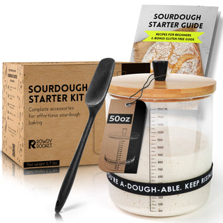 Sourdough Starter Kit with 50oz Glass Jar, Spatula & More
