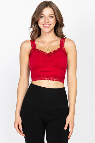 Seamless Laced Cami Bralette (New Spring/Summer Colors): One Size Regular / Peony