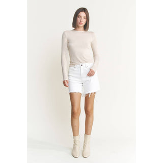 Distressed White Denim Shorts