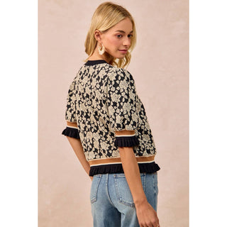 Textured Rose Knit Sweater