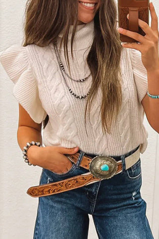 Turtleneck Ruffle Sleeve Sweater