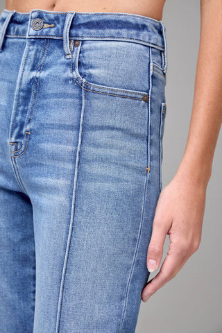 Medium Light Pintuck Flare Jeans