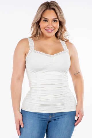 Seamless Laced Cami Corset (Plus Size): Plus Size / White