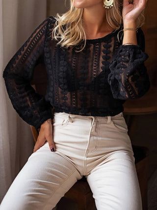 Black French Romance Lace Blouse