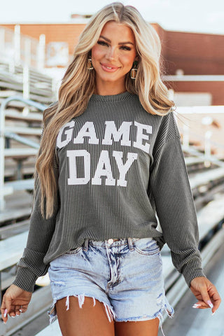Dark Grey GAME DAY Ribbed Top