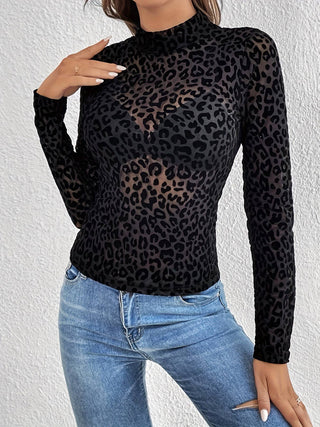Leopard Print Layer Tulle Top