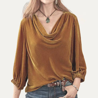 Gold Velvet Scoop Neck
