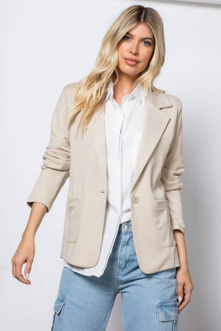 Ponte One Button Front Blazer