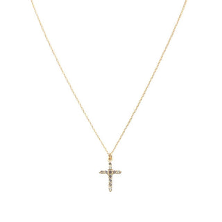 Gold Pave Small Cross 16"-18" Necklace