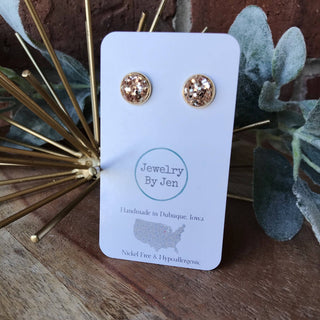 Stud Earrings: Gold Glitter