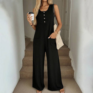 Black Jumpsuit with Button Detail
