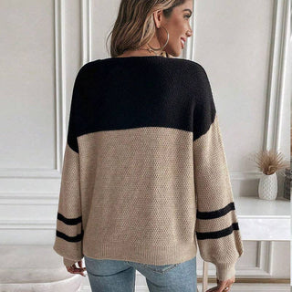 Black and Tan Color Block Sweater