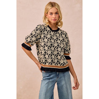 Textured Rose Knit Sweater