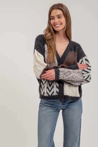 Patchwork Knit Cardigan