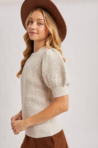 Oatmeal Puff Sleeve Sweater