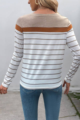 Rust Striped Long Sleeve Top