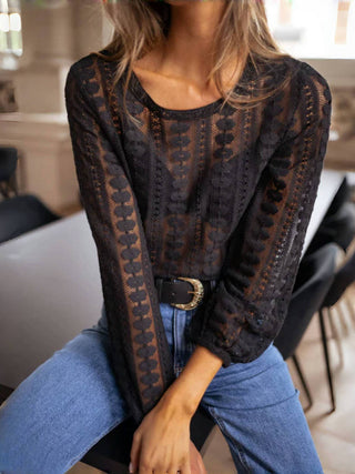 Black French Romance Lace Blouse
