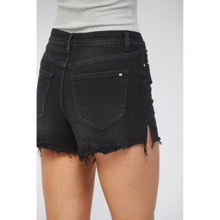 High Rise Black Denim Shorts
