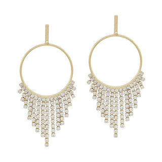 Gold Stud Open Circle with Rhinestone Crystal Drop Earring