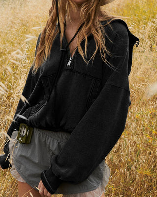 Black Zip Collar Sweatshirt