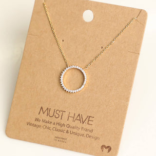 Rhinestone Circle Pendant Necklace