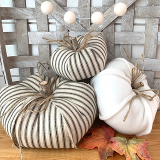 3 Pc. Farmhouse Rustic Fabric Pumpkin Set