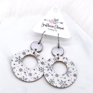 2.5" Silver & Silver Snowflakes Double O's (cork)