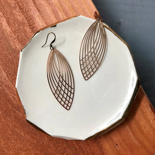 Rose Gold Lace Leaf Earrings