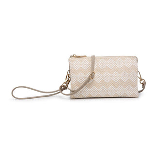 M013DIA Riley Woven Diamond Pattern 3 Compartment Crossbody