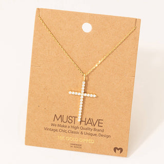 Pave Cross Pendant Chain Necklace: G